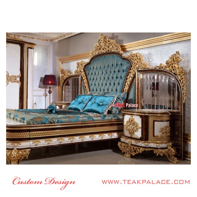 Tempat Tidur Ukiran Jepara Mewah Warna Emas Seri Baroque