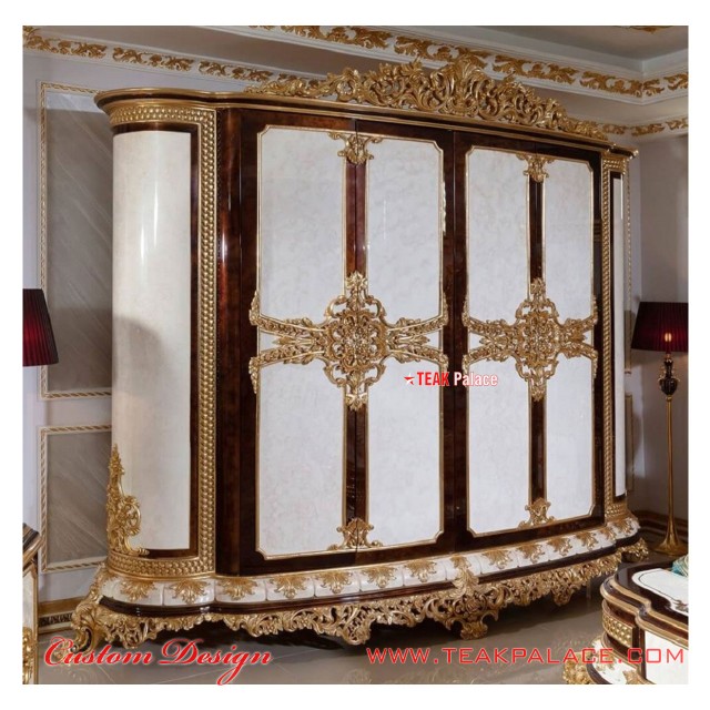 Tempat Tidur Ukiran Jepara Mewah Warna Emas Seri Baroque