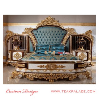 Tempat Tidur Ukiran Jepara Mewah Warna Emas Seri Baroque Tempat Tidur Ukiran Jepara Mewah Warna Emas Seri Baroque