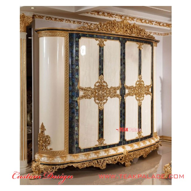 Tempat Tidur Mewah Ukiran warna Emas Seri Baroque Tempat Tidur Mewah Ukiran warna Emas Seri Baroque