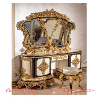 Tempat Tidur Mewah Ukiran warna Emas Seri Baroque Tempat Tidur Mewah Ukiran warna Emas Seri Baroque