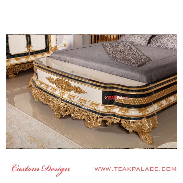 Tempat Tidur Mewah Ukiran warna Emas Seri Baroque Tempat Tidur Mewah Ukiran warna Emas Seri Baroque