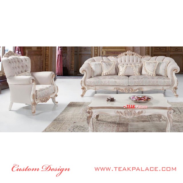 Sofa Ukir Mewah Duco Ivory Emas Silver Sofa Ukir Mewah Duco Ivory Emas Silver