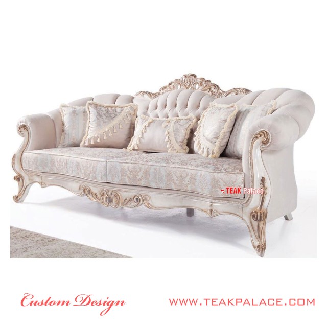 Sofa Ukir Mewah Duco Ivory Emas Silver Sofa Ukir Mewah Duco Ivory Emas Silver
