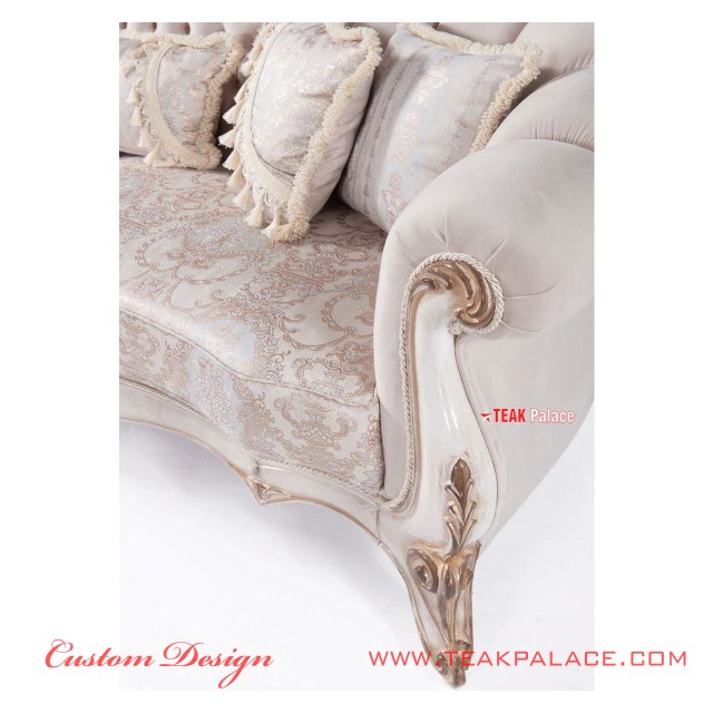 Sofa Ukir Mewah Duco Ivory Emas Silver Sofa Ukir Mewah Duco Ivory Emas Silver