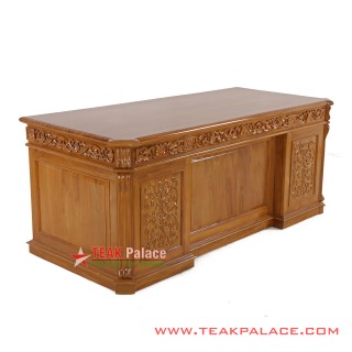 Meja Kerja Direktur Ukir Golden Teak Seri Palembang