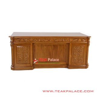 Meja Kerja Direktur Ukir Golden Teak Seri Palembang