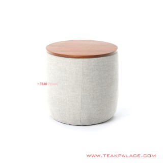 Bangku Cafe Kain Rivoli Cloud Top Sit Teak Wood Seri Desta