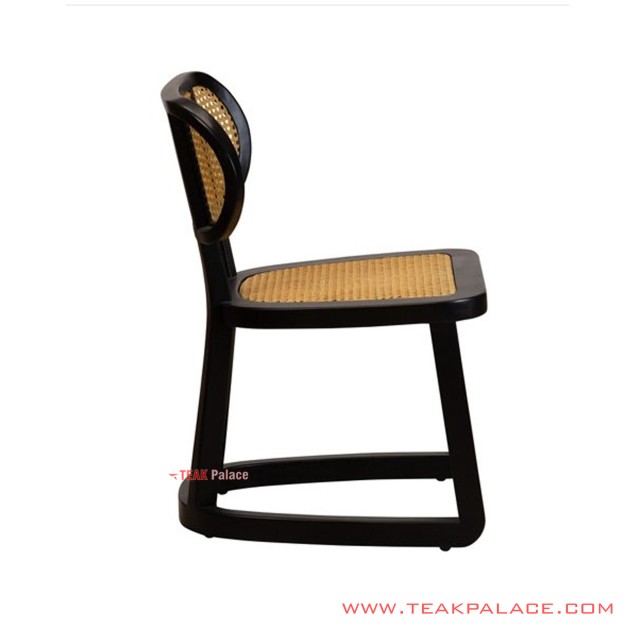 Kursi Makan Minimalis Black With Rattan Seri Lionel