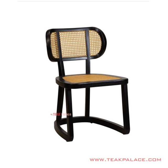 Kursi Makan Minimalis Black With Rattan Seri Lionel