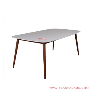 Meja Makan Pare-pare 6 Orang White Salak Brown