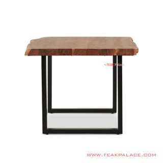 Meja Makan Kayu Jati Salak Brown Kaki Besi Hitam Seri Melani Meja Makan Kayu Jati Salak Brown Kaki Besi Hitam Seri Melani