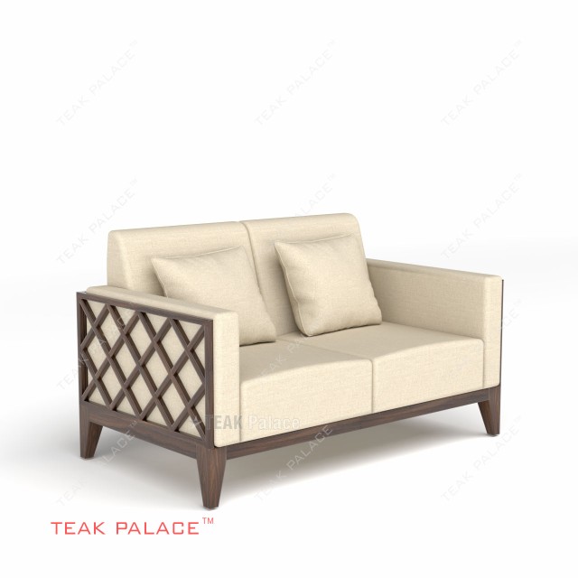 Sofa Kayu Jati Unik Alvaro Krem