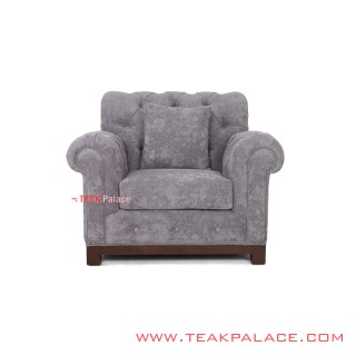 Sofa Jati Minimalis Abu-Abu Robinson Single seater