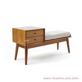 Bangku 2 Drawer Indoor Minimalis Seri Morea Jati Solid