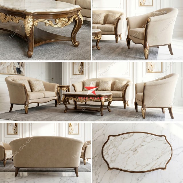 Set Sofa Kayu Jati Mewah Seri Begawan 321 Top Marmer – Elegan & Klasik Modern Set Sofa Kayu Jati Mewah Seri Begawan 321 Top Marmer – Elegan & Klasik Modern