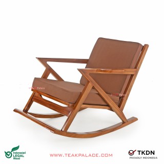 Kursi Goyang Minimalis Kayu Jati Seri bandung Kain Coklat Kursi Goyang Minimalis Kayu Jati Seri bandung Kain Coklat