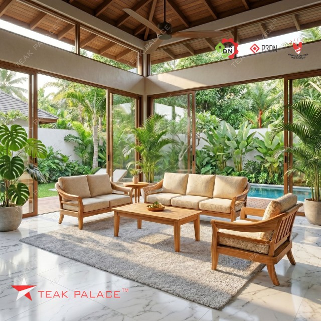Sofa Ruang Tamu Elegan Minimalis Seri Benoa 321 - Kayu Jati Solid Sofa Ruang Tamu Elegan Minimalis Seri Benoa 321 - Kayu Jati Solid