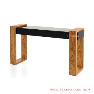 Meja Konsol Kayu Jati Hitam Kaki Golden Teak Seri Puglia