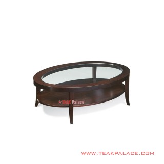 Meja Tamu Oval Jati Minimalis seri Elegant