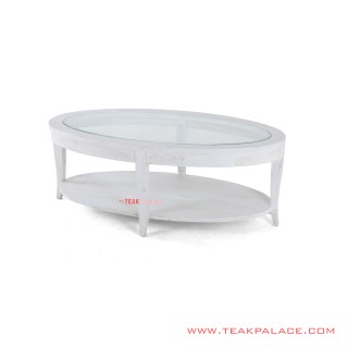 Coffe Table Ovale Duco Putih Minimalis Coffe Table Ovale Duco Putih Minimalis