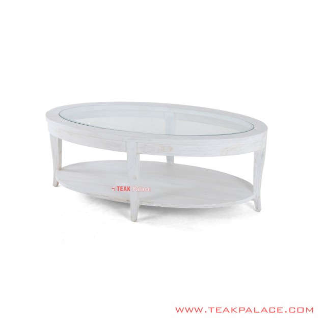 Coffe Table Ovale Duco Putih Minimalis Coffe Table Ovale Duco Putih Minimalis