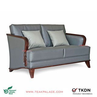 Sofa 2 Dudukan Kulit Abu Seri Nusantara