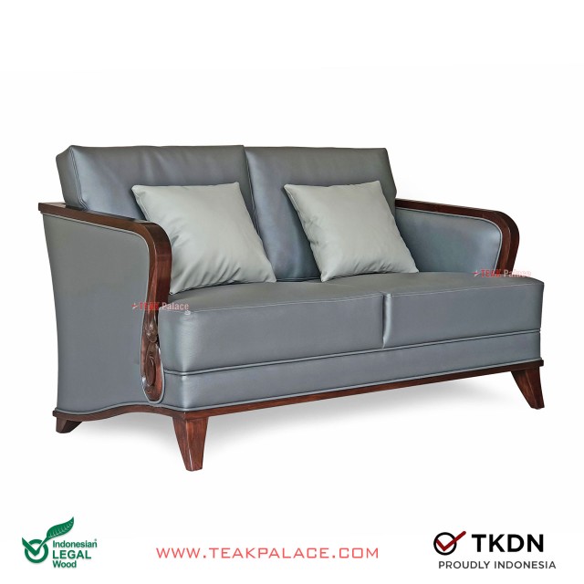 Sofa 2 Dudukan Kulit Abu Seri Nusantara Sofa 2 Dudukan Kulit Abu Seri Nusantara