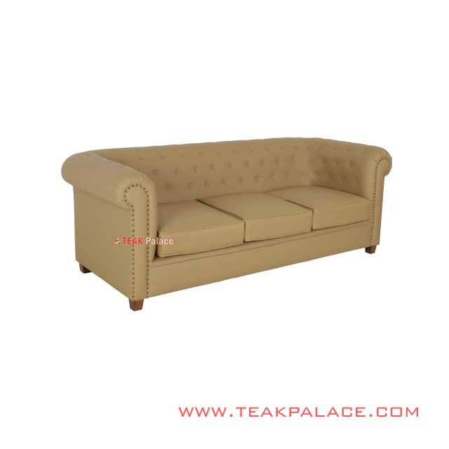 Sofa Chesterfield Jati 3 Seater Beige Sofa Chesterfield Jati 3 Seater Beige