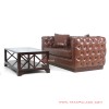 Sofa Santai Kayu Jati Brown Kulit Oscar Seri Diamond Sofa Santai Kayu Jati Brown Kulit Oscar Seri Diamond