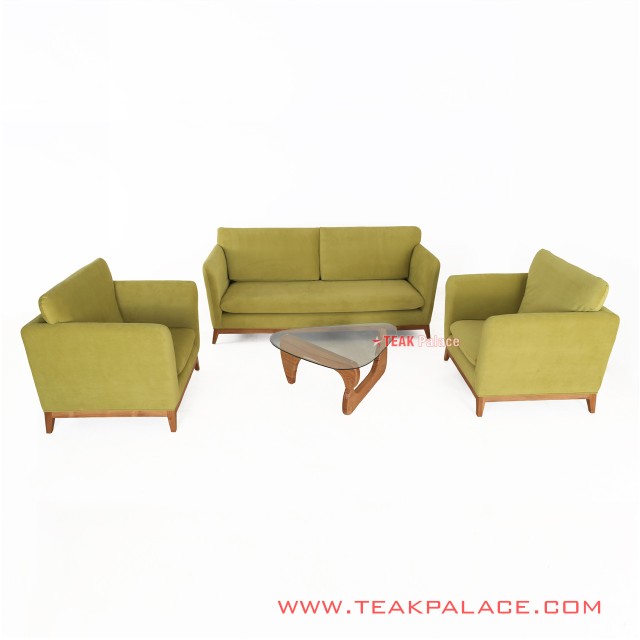 Kursi Sofa Tamu Set Hijau Muda Natural Gloss Seri Muara