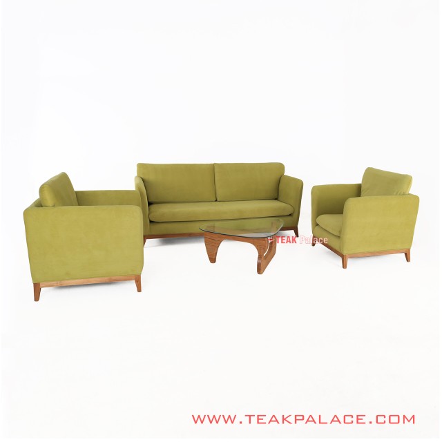 Kursi Sofa Tamu Set Hijau Muda Natural Gloss Seri Muara