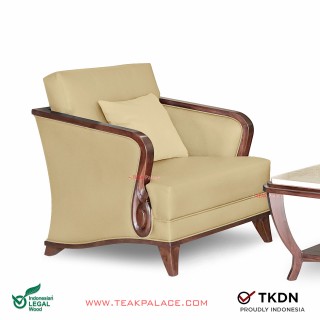 Sofa Single Kulit Beige Seri Nusantara Sofa Single Kulit Beige Seri Nusantara