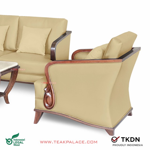 Sofa Single Kulit Beige Seri Nusantara Sofa Single Kulit Beige Seri Nusantara