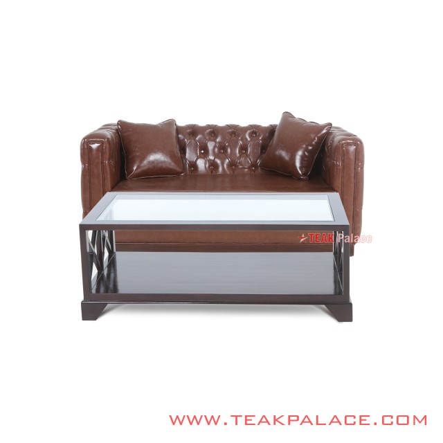 Sofa Santai Kayu Jati Brown Kulit Oscar Seri Diamond Sofa Santai Kayu Jati Brown Kulit Oscar Seri Diamond