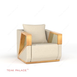 Sofa Tropis Kayu Jati Rotan Xander Single Sofa Tropis Kayu Jati Rotan Xander Single