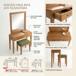 Jual Meja Rias Minimalis Kayu Jati Solid Set Seri Ubud- TEAK PALACE Jepara Jual Meja Rias Minimalis Kayu Jati Solid Set Seri Ubud- TEAK PALACE Jepara