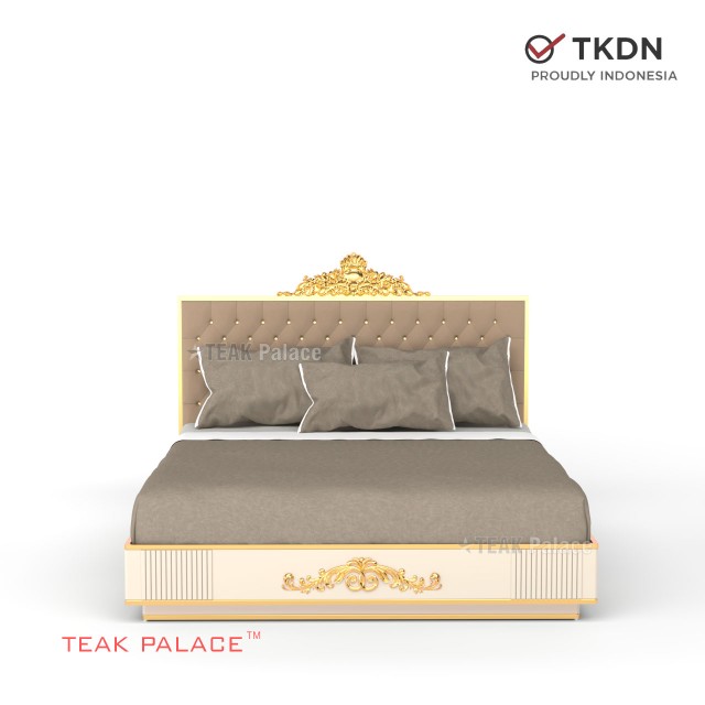 Tempat Tidur Mewah Duco Ivory Ukir Emas Karina Tempat Tidur Mewah Duco Ivory Ukir Emas Karina