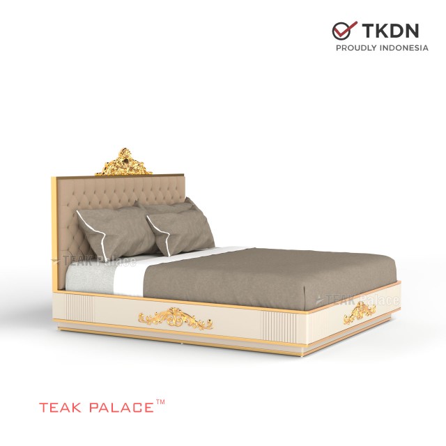 Tempat Tidur Mewah Duco Ivory Ukir Emas Karina Tempat Tidur Mewah Duco Ivory Ukir Emas Karina