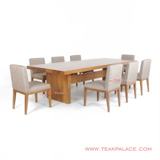 Meja Makan Minimalis Modern Aston 8 Kursi Golden Teak
