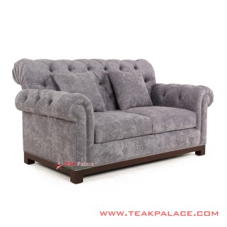 Sofa Jati Minimalis Abu-Abu Robinson 2 Dudukan