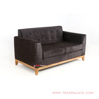 Sofa Jati Minimalis Hitam 2 Dudukan Seri Riau